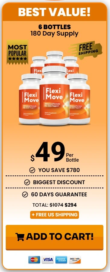 FlexiMove joint support supplement buy now 6 bottles package